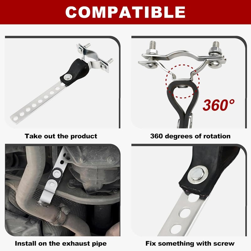 joytrace 2-Pack RV Generator Muffler Hanger - 8-Hole Carbon Steel Exhaust Bracket with Flexible Swivel, Compatible with Onan Cummins 1.5"-2.5" Tailpipes (Silver) - Image 3